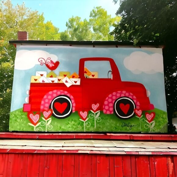 Mailbox Wrap Valentines Day Truck Hearts Lou Sims Magnetic Studio M Post Cover. - Picture 3 of 15